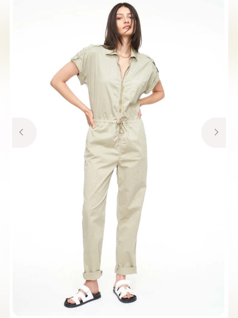 Pistola Jordan Short Sleeve Zip Front Jumpsuit- Pistachio